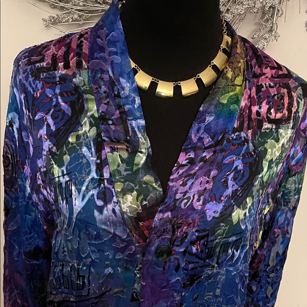 Chico's Vibrant Blue and Purple Blouse - Picture 2 of 8